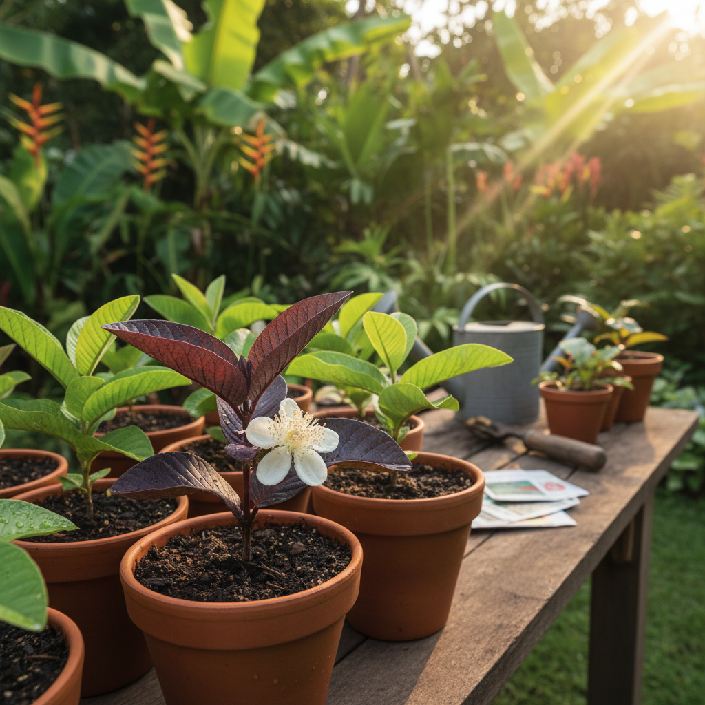 Featured image for Guava seedlings with purple leaves: care & selection